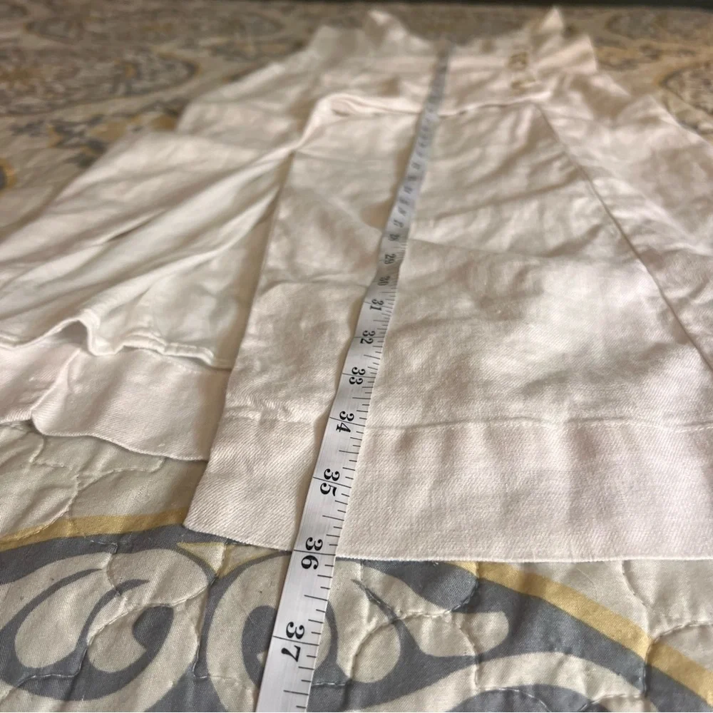 Anthropologie Sleeveless Square Neck Linen Button Wrap Midi Dress, XS - Picture 7 of 14